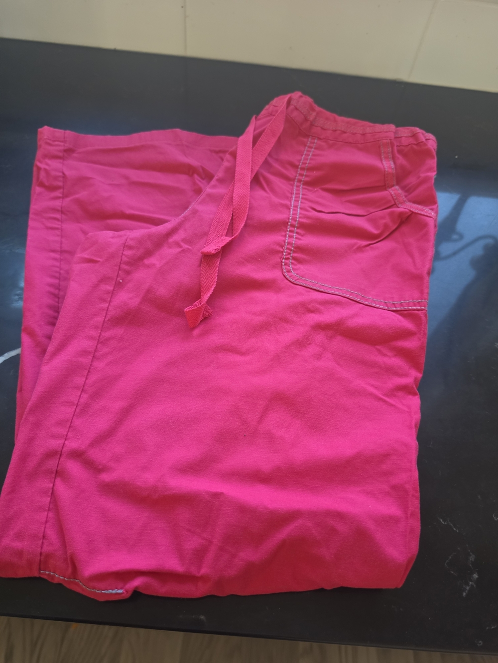 Health Pro Stretch Cargo Scrub Pants Womens Small S Pink Petite Short 26 Inseam